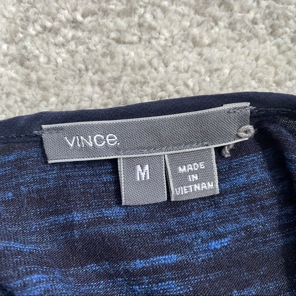 Vince Blue Long Sleeve Space Dye Mixed Media Top Size Medium - Picture 5 of 7